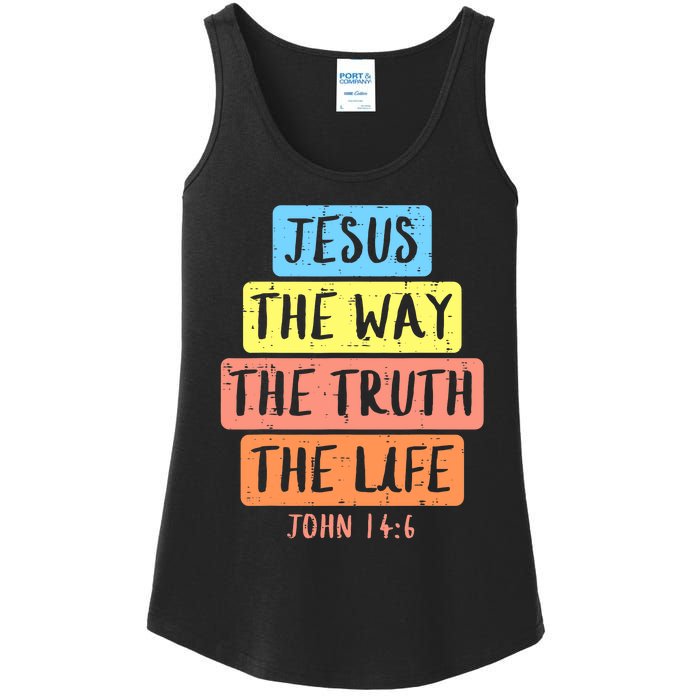 Jesus Way Truth Life John 146 Easter Religious Ladies Essential Tank