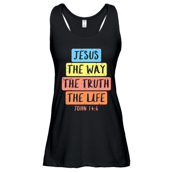 Jesus Way Truth Life John 146 Easter Religious Ladies Essential Flowy Tank