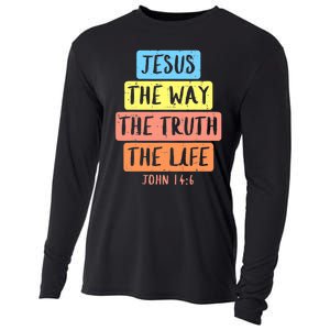 Jesus Way Truth Life John 146 Easter Religious Cooling Performance Long Sleeve Crew