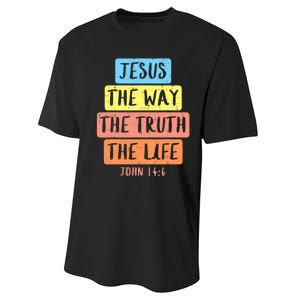 Jesus Way Truth Life John 146 Easter Religious Performance Sprint T-Shirt