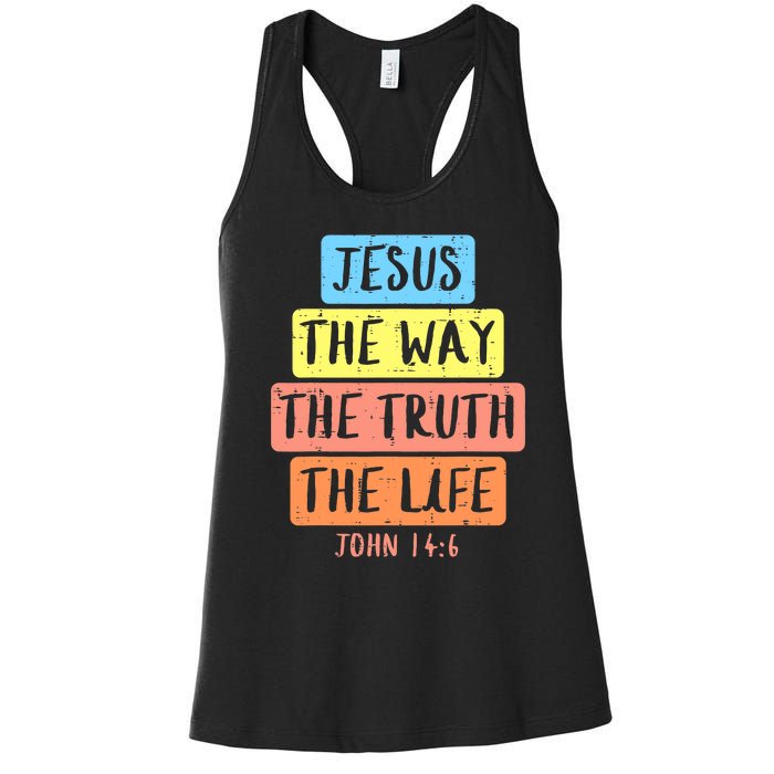 Jesus Way Truth Life John 146 Easter Religious Women's Racerback Tank