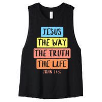 Jesus Way Truth Life John 146 Easter Religious Women's Racerback Cropped Tank