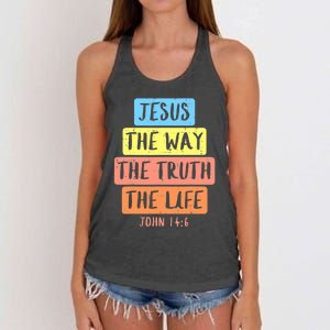 Jesus Way Truth Life John 146 Easter Religious Women's Knotted Racerback Tank