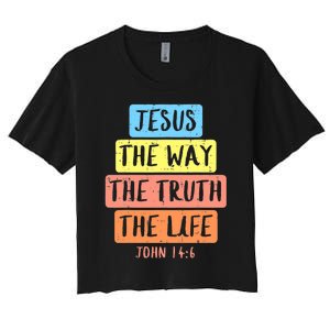 Jesus Way Truth Life John 146 Easter Religious Women's Crop Top Tee