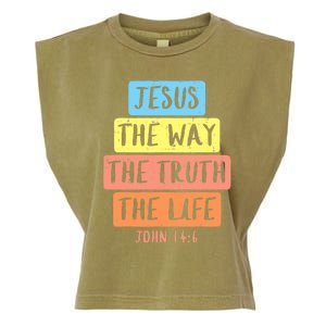 Jesus Way Truth Life John 146 Easter Religious Garment-Dyed Women's Muscle Tee