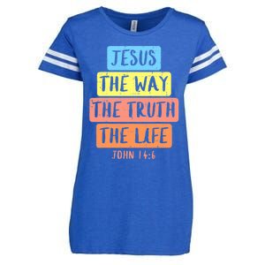 Jesus Way Truth Life John 146 Easter Religious Enza Ladies Jersey Football T-Shirt