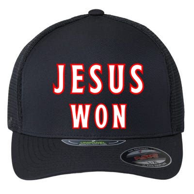 Jesus Won Texas Rangers Flexfit Unipanel Trucker Cap