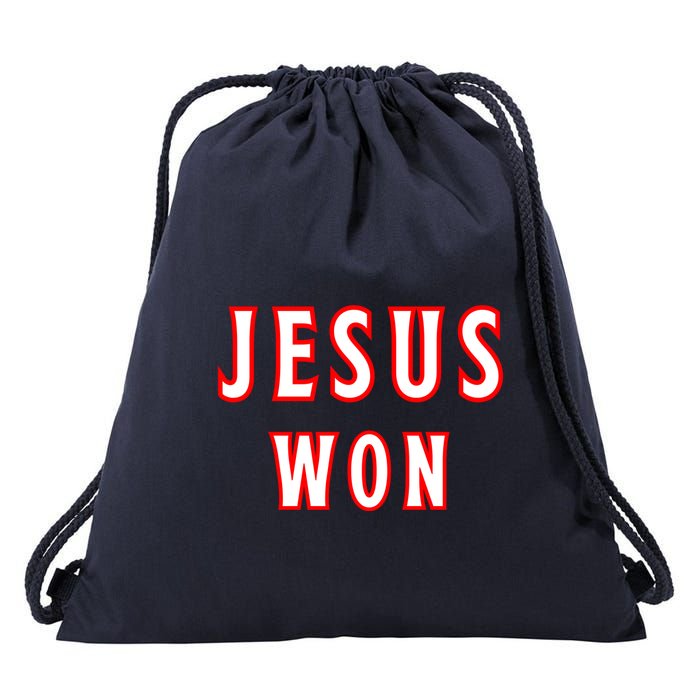 Jesus Won Texas Rangers Drawstring Bag