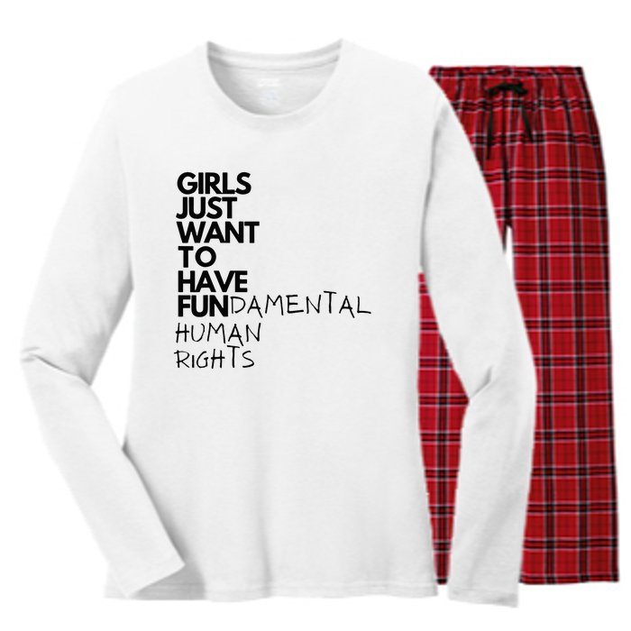 Just Want To Have Fundamental Human Rights Feminist Women's Long Sleeve Flannel Pajama Set 