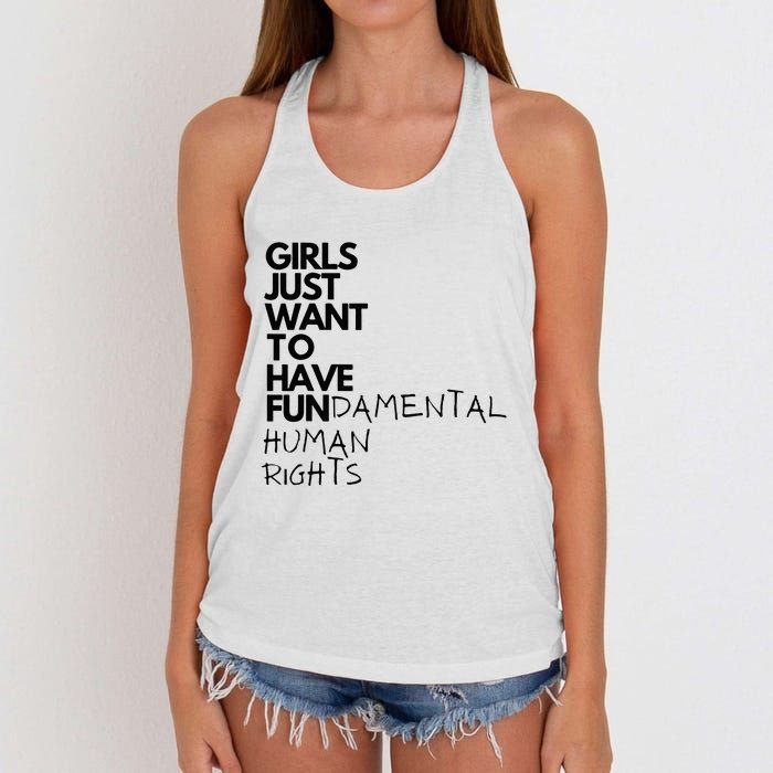 Just Want To Have Fundamental Human Rights Feminist Women's Knotted Racerback Tank