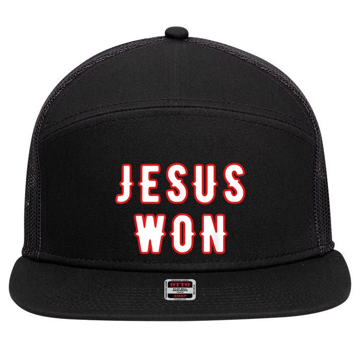 Jesus Won Texas 7 Panel Mesh Trucker Snapback Hat