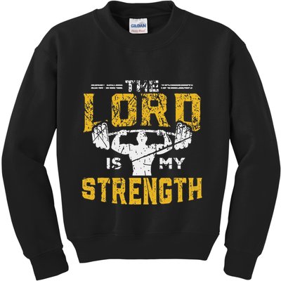 Jesus Workout The Lord Is My Strength Christian Gym Kids Sweatshirt