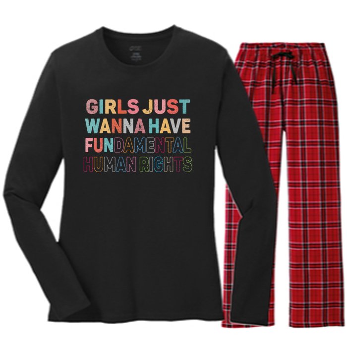 Just Want To Have Fundamental Human Rights Feminist Women's Long Sleeve Flannel Pajama Set 