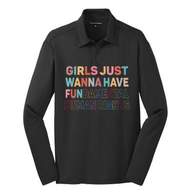 Just Want To Have Fundamental Human Rights Feminist Silk Touch Performance Long Sleeve Polo