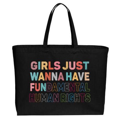 Just Want To Have Fundamental Human Rights Feminist Cotton Canvas Jumbo Tote