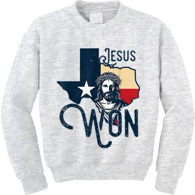 Jesus Won Texas Christianity Religion Jesus Won Texas Kids Sweatshirt