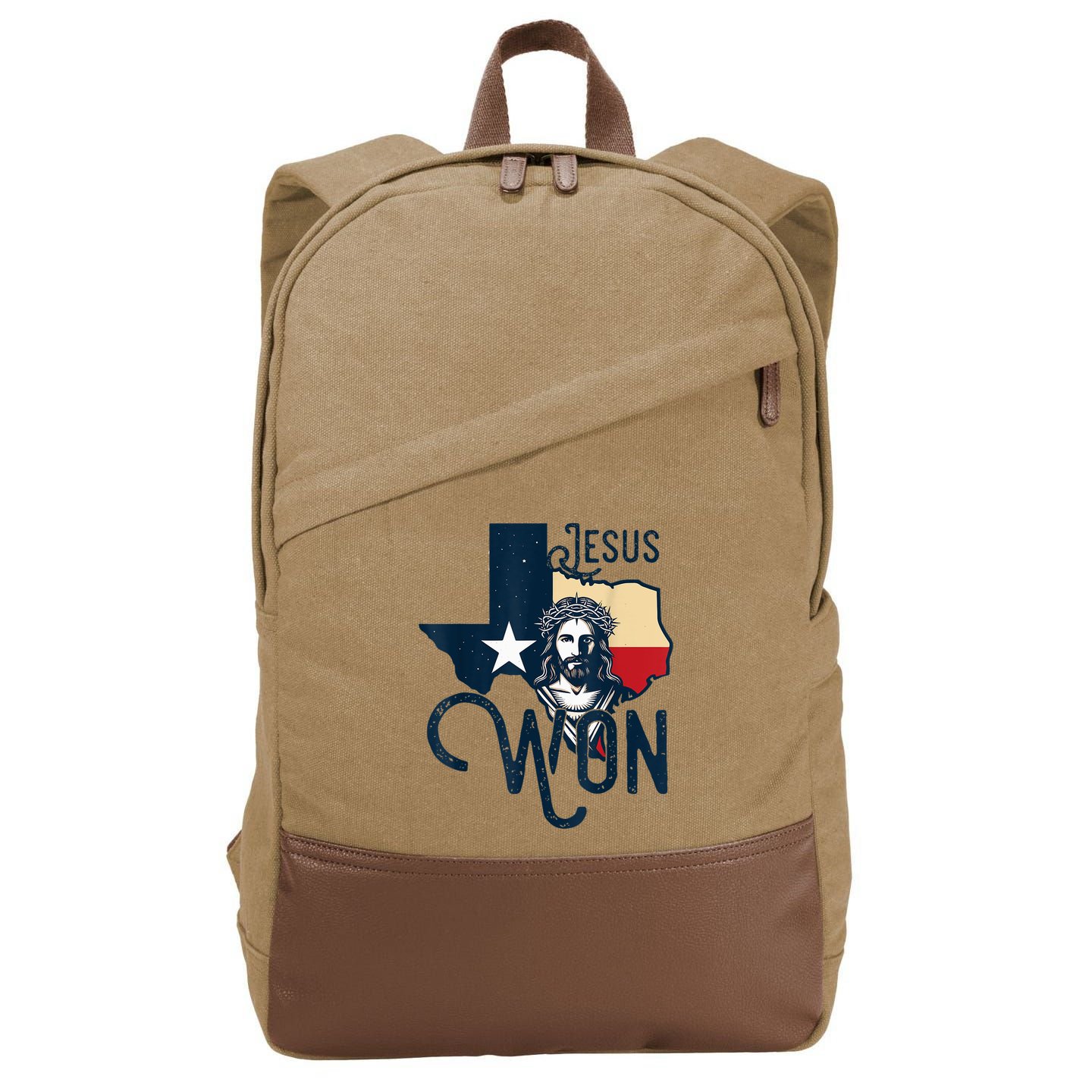 Jesus Won Texas Christianity Religion Jesus Won Texas Cotton Canvas Backpack