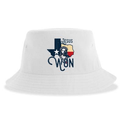 Jesus Won Texas Christianity Religion Jesus Won Texas Sustainable Bucket Hat