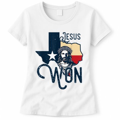 Jesus Won Texas Christianity Religion Jesus Won Texas Womens T-Shirt