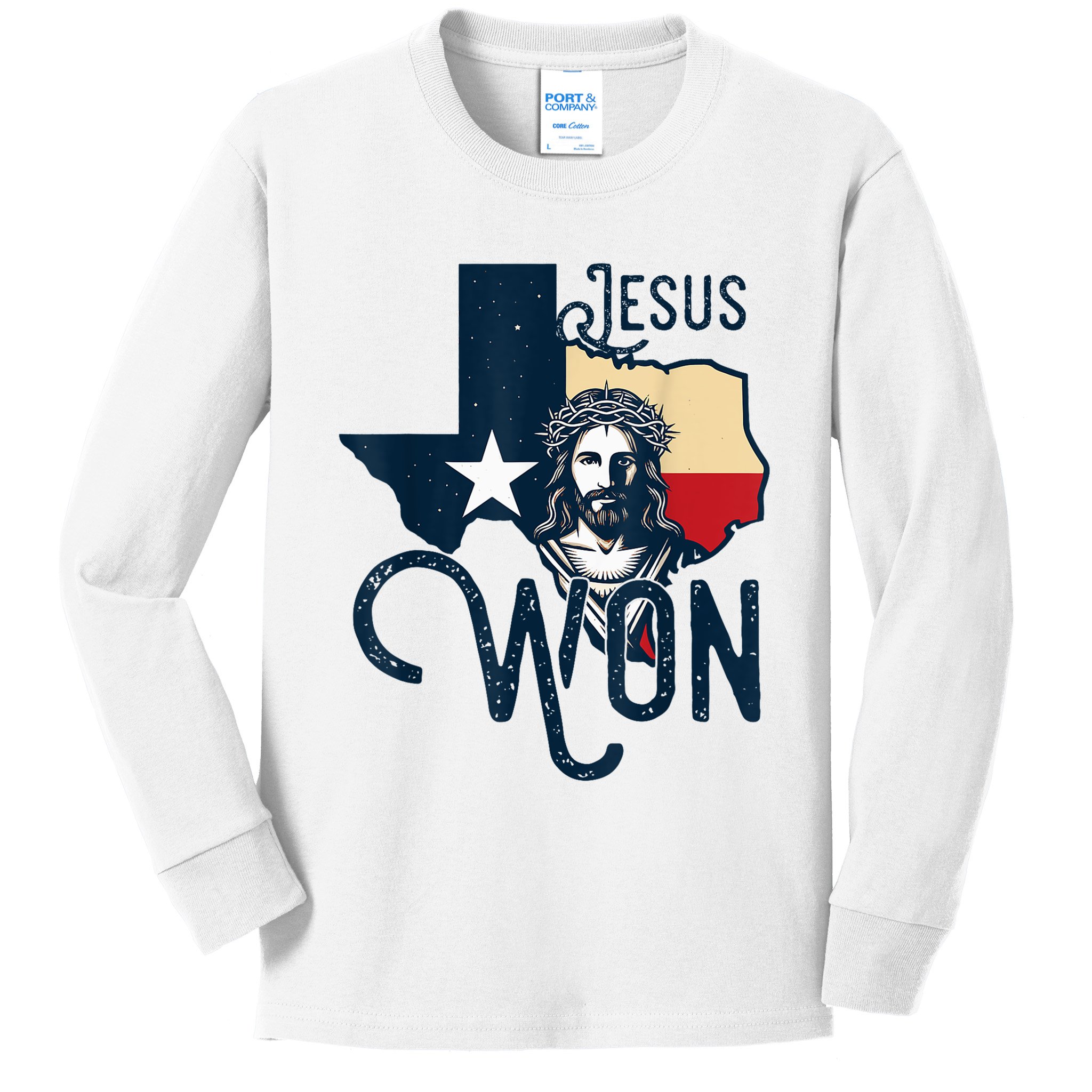 Jesus Won Texas Christianity Religion Jesus Won Texas Kids Long Sleeve Shirt