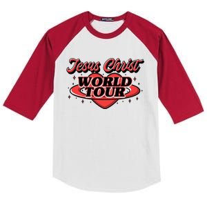 Jesus World Tour Christian Music Faith Concert Kids Colorblock Raglan Jersey