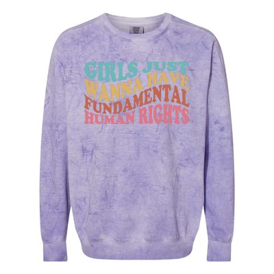 Just Want to Have Fundamental Human Rights Feminist Colorblast Crewneck Sweatshirt