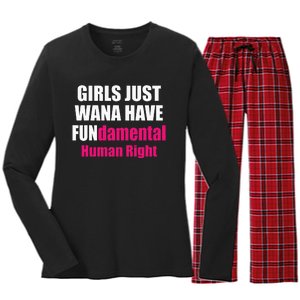 Just Want To Have Fundamental Human Rights Feminist Women's Long Sleeve Flannel Pajama Set 