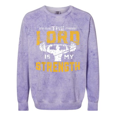 Jesus Workout The Lord Is My Strength Christian Gym Colorblast Crewneck Sweatshirt