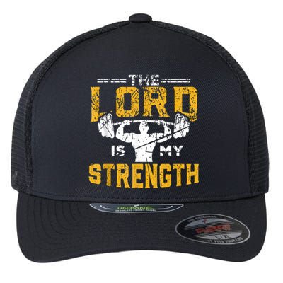 Jesus Workout The Lord Is My Strength Christian Gym Flexfit Unipanel Trucker Cap