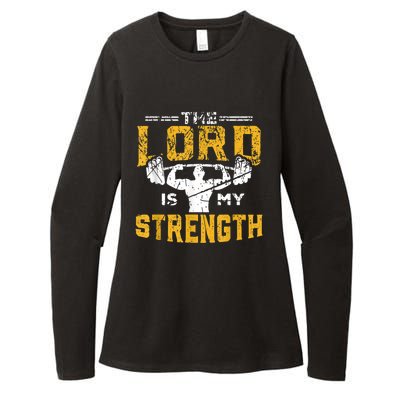 Jesus Workout The Lord Is My Strength Christian Gym Womens CVC Long Sleeve Shirt