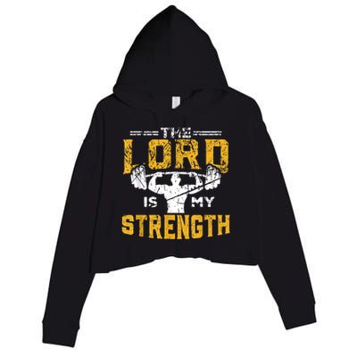 Jesus Workout The Lord Is My Strength Christian Gym Crop Fleece Hoodie