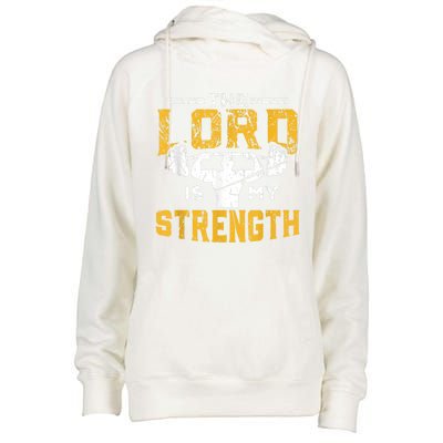 Jesus Workout The Lord Is My Strength Christian Gym Womens Funnel Neck Pullover Hood