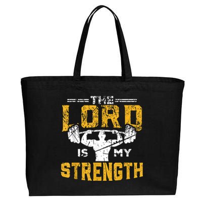 Jesus Workout The Lord Is My Strength Christian Gym Cotton Canvas Jumbo Tote