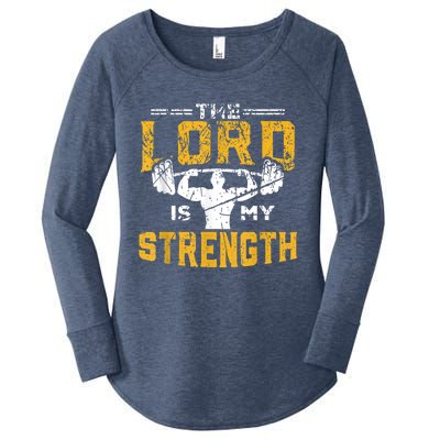 Jesus Workout The Lord Is My Strength Christian Gym Women's Perfect Tri Tunic Long Sleeve Shirt