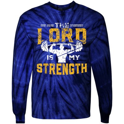 Jesus Workout The Lord Is My Strength Christian Gym Tie-Dye Long Sleeve Shirt