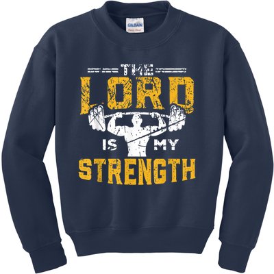 Jesus Workout The Lord Is My Strength Christian Gym Kids Sweatshirt