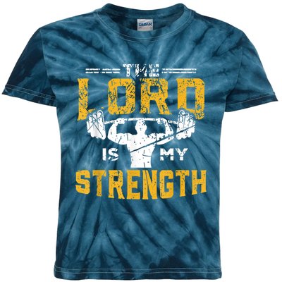 Jesus Workout The Lord Is My Strength Christian Gym Kids Tie-Dye T-Shirt