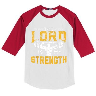 Jesus Workout The Lord Is My Strength Christian Gym Kids Colorblock Raglan Jersey