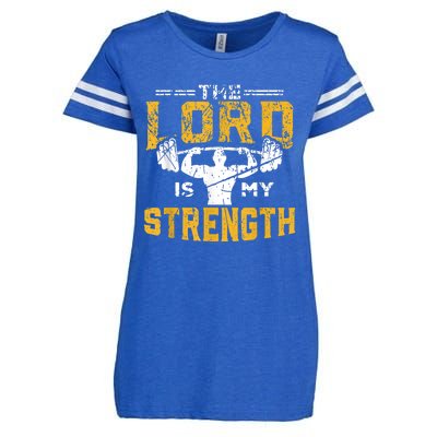 Jesus Workout The Lord Is My Strength Christian Gym Enza Ladies Jersey Football T-Shirt