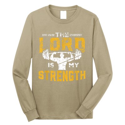 Jesus Workout The Lord Is My Strength Christian Gym Long Sleeve Shirt