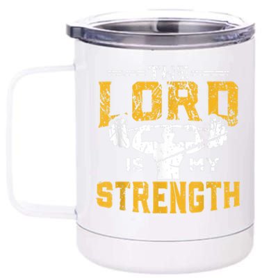 Jesus Workout The Lord Is My Strength Christian Gym 12 oz Stainless Steel Tumbler Cup