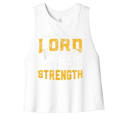 Jesus Workout The Lord Is My Strength Christian Gym Women's Racerback Cropped Tank