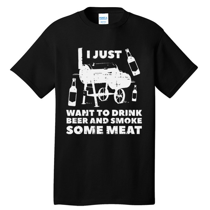 Just Want To Grill Some Meat Fun Bbq Barbecue Grill Dad Tall T-Shirt