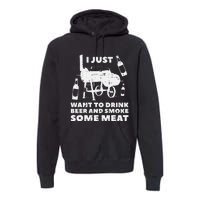 Just Want To Grill Some Meat Fun Bbq Barbecue Grill Dad Premium Hoodie