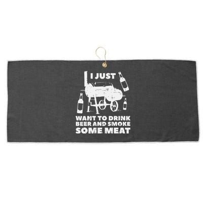 Just Want To Grill Some Meat Fun Bbq Barbecue Grill Dad Large Microfiber Waffle Golf Towel