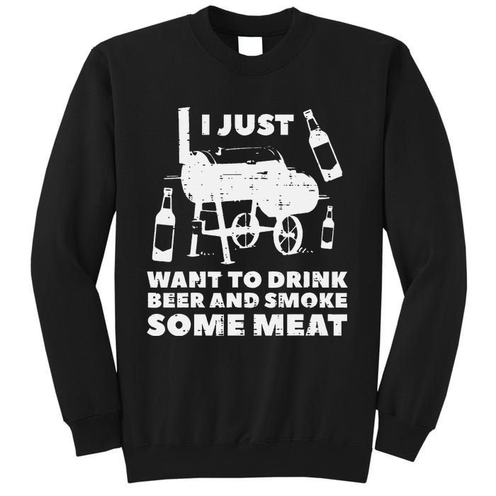 Just Want To Grill Some Meat Fun Bbq Barbecue Grill Dad Tall Sweatshirt