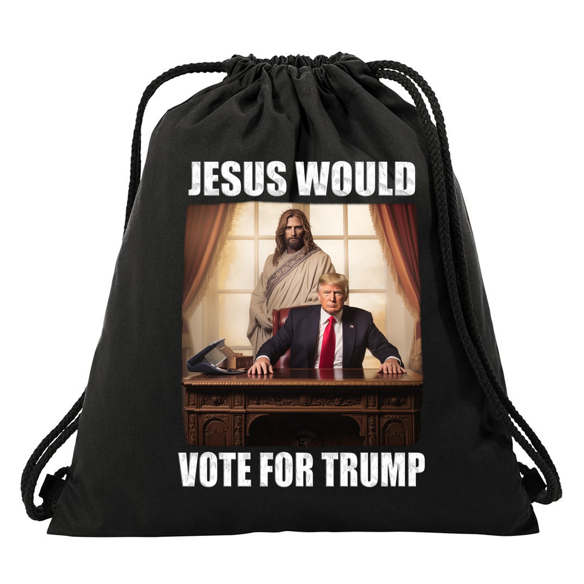 Jesus Would Votes For Trump 2024 Election Gift Drawstring Bag