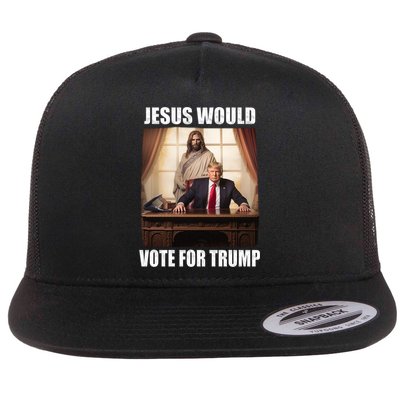 Jesus Would Votes For Trump 2024 Election Gift Flat Bill Trucker Hat