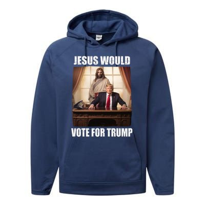 Jesus Would Votes For Trump 2024 Election Gift Performance Fleece Hoodie