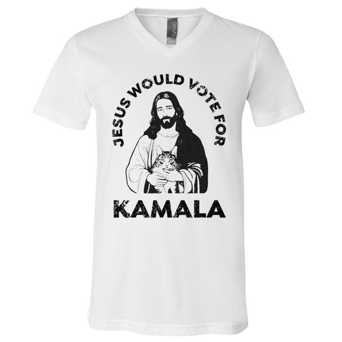 Jesus Would Vote For Kamala Harris Walz 2024 V-Neck T-Shirt